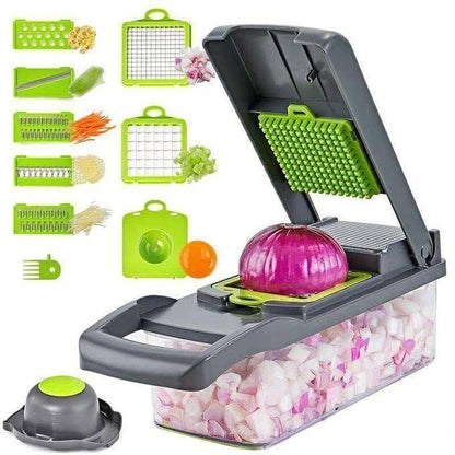 Hachoir & Coupe-Légumes Multifonction 15-en-1 avec Bac de Récupération