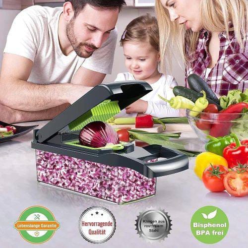 Hachoir & Coupe-Légumes Multifonction 15-en-1 avec Bac de Récupération